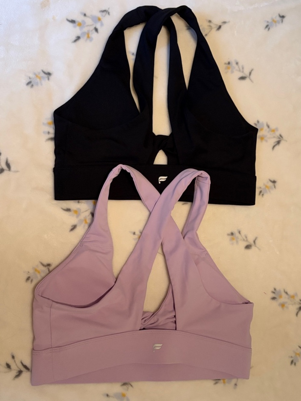 Fabletics Black & Lavender Cross-Back Sports Bra Duo